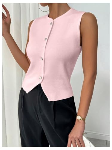 SHENHE Women's Sleeveless Sweater Vest Knit Crew Neck Button Casual Spring Summer Waistcoat Cardigan2