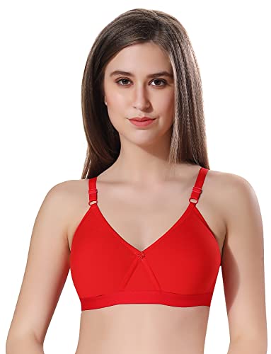 Image of Fabme Women's Cotton Seamless Non-Padded Non-Wired Bra, Cross Belt, Heavy Support, Double Layer Cups, Broad Elastic Bra