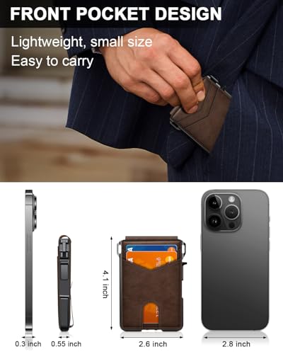 Image of ZALVEX Wallet for Men, Mens Minimalist Wallet 9-13 Cards, Slim Compact Wallet with Money Clip & ID Window, RFID Blocking Smart Pop Up Card Wallet, Metal Aluminum Credit Card Holder Bifold Wallet