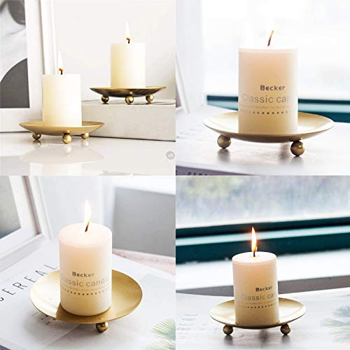 image for Hamnor 3 Pcs Iron Plate Candle Holders, Gold, Decorative Iron Pillar C