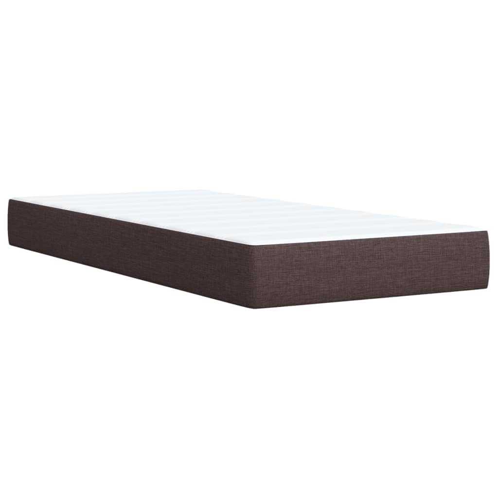 Cama con somier con colchón, color marrón oscuro, 100 x 200 cm, tejido de muelles ensacados, estructura de cama con listones y cojín transpirable para un sueño reparador y una sujeción óptima