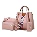 4 Stück Frauen Druck Retro Einfarbig Muster Handtasche Schultertasche Kartenpaket Rucksack Gebläse Elektrische Babytasche Rucksack, rose, One size