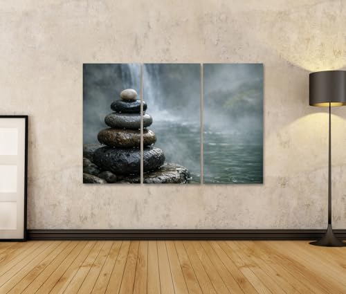 Tableau sur toile cascade premium islandburner, triptyque de qualité - 2