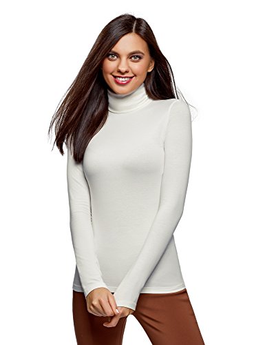 Preisvergleich Produktbild oodji Ultra Damen Rollkragenpullover Basic, Weiß, DE 34 / EU 36 / XS