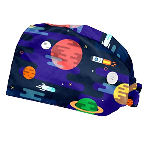 Casquettes de travail galaxie espace fusée JDEZ pour cuisine et labo