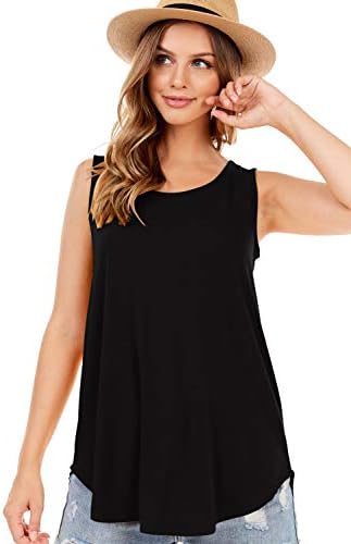 SHOP DORDOR 9052 Women's Soft Jersey Knit Scoop Neck Sleeveless Loose Tank Top Black XL