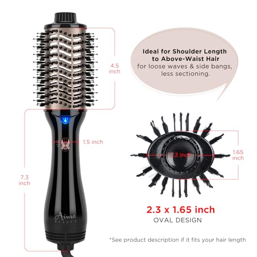 One Step Hair Dryer & Volumizing Hot Air Brush, Hair Blow Dryer Brush, Ceramic Straightener Brush, Curler & Hot Comb 4 In 1 Salon Ionic Hair Brush, Hair Styling Tools with Pounch Bag