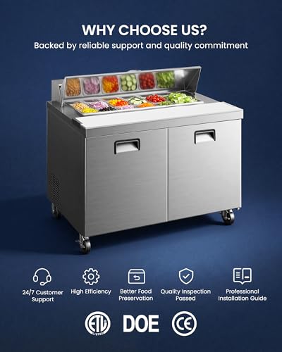 Image of 48 inch Commercial Sandwich Prep Table Refrigerator, 13 Cu.Ft