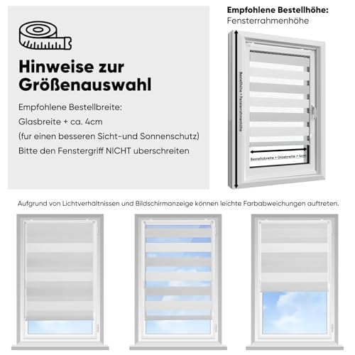 Sekey Doppelrollo Klemmfix ohne Bohren für Fenster, Zweifarbig Doppelrollo 90 cm breit, Duo Rollo Jalousie Sonnenschutz, 90x130cm… – Ansicht 4