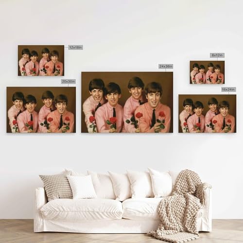 LUISAS Poster vintage des Beatles – Peinture sur toile – Impression d’art moderne pour chambre à coucher – 40 x 60 cm - Les Beatles, Paul McCartney, John Lennon, RIngo Starr, George Harrison LUISAS Poster vintage des Beatles - Peinture sur toile - Impression d'art moderne pour chambre à coucher - 40 x 60 cm – Image 3