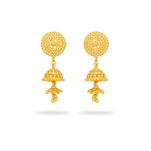 Image of Traditional Jewellery Gold Ethnic Stylish South Indian Screw Back Studs Round Flower Ear Jhumkas Jhumka Earrings Set For Women girls Gold ERG 1645,1119