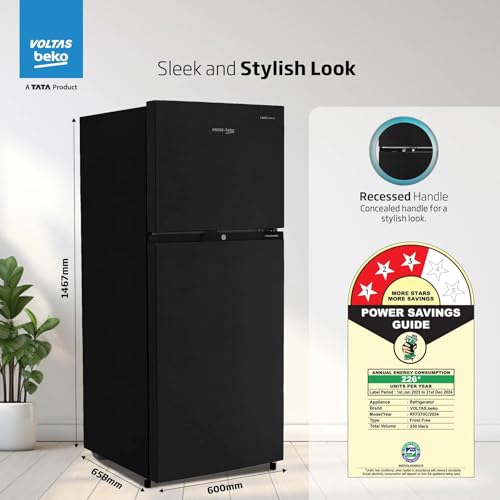 Image of Voltas Beko Voltas 230L 3 Star Double Door Refrigerator RFF270C /WPXBR0I0000GD