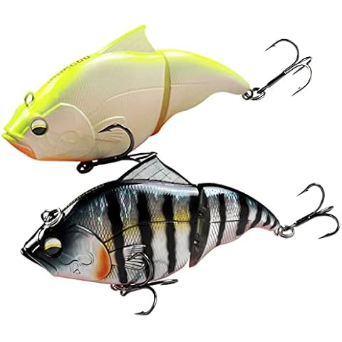 JOHNCOO Slow Sinking Bass Fishing Swimbaits Double Jointed Hard Lures Fishing Baits for Perch Pike Walleye Trout Saltwater and Freshwater Cover