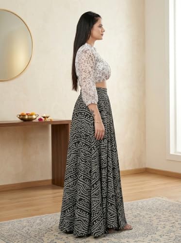 Image of JYESHTA Women's American Crepe Flared A Line Stitched Long Skirt with 12 Mtr Flare 40 in Height | Skirts for Women Long Length | Long Skirts for Girls