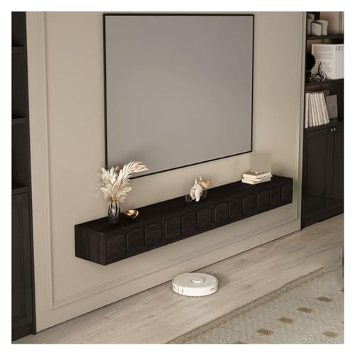 Wall Mounted TV Cabinet Modern Wood TV Stand with 2Media Storage Cabinets and 2 Drawers, Wall Mount Floating TV Stand, Entertainment Center for Living Room, Bedroom Floating TV Stand ( Color : Black ,