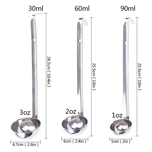 3 Pcs Soup Ladle,Small Stainless Steel Ladles and Spoons Professional Ladle with Hook,Heavy Duty Metal Ladle Kitchen Utensil Spoon for Kitchen Cooking Soup Sauce Soup Gravy Salad Dressing - Image 3