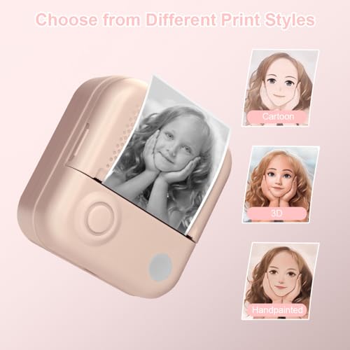 Zuukoo Mini impressora, máquina de adesivos térmicos com 3 rolos de papel, impressora portátil sem f