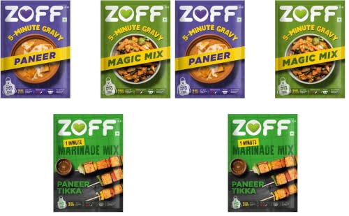 Image of ZOFF Veg Gravy & Marinade Combo - Paneer Gravy (90g), Magic Curry Mix (90g), Paneer Tikka Marinade (25g) -Instant, Authentic Indian Flavours - 205g (Pack of 2)