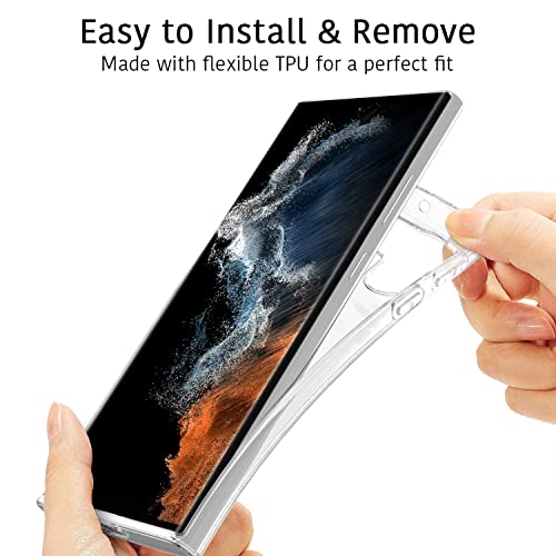 Coveron Designed For Samsung Galaxy S23 Ultra Case Clear, Slim Crystal Clear Tpu Rubber Flexible Soft Skin Cover Protective Sleeve Fit Galaxy S23 Ultra Phone Case - Transparent #TOP2