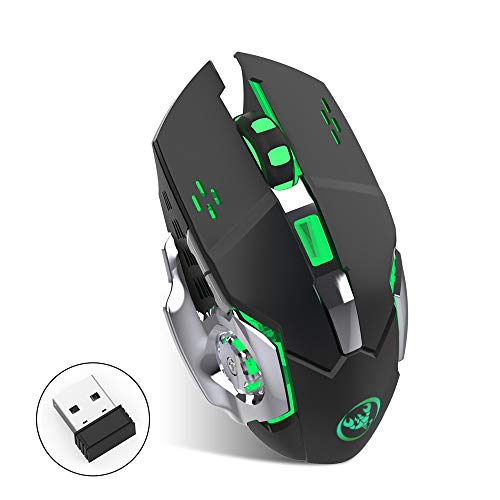 HAHAP Wireless Mobile Optical Mouse,HXSJ M70GY Ergonomic Wireless Gaming Mouse with 5 Buttons+USB Receiver Backlight,PC,Computer,Chromebook,MacBook,Notebook.