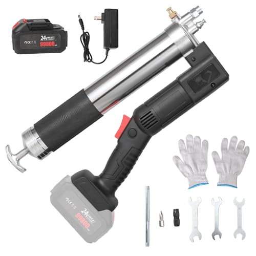 Pompe a Graisse Electrique,2025 Pistolet à Graisse à Batterie 5.3 oz/min,12000 PSI,Tuyau Haute Pression,Kit Professionnel Graissage Sans Fil avec 24V...