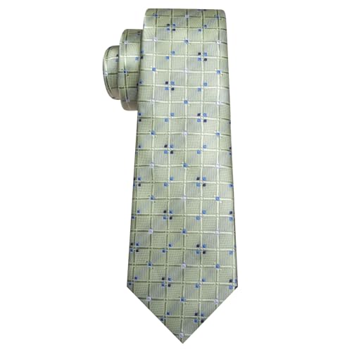 Image of YOHOWA Men Plaid /Striped Ties Set Silk Business Wedding Formal Fashion Necktie and Pocket Square Cufflinks Set