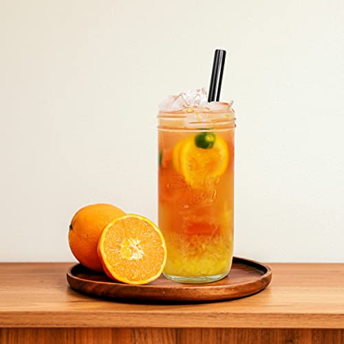 Mason Jar With Lid And Straw, Anotion 24Oz Wide Mouth Boba Cup Reusable Drinking Glasses Tumbler Smoothie Water Bottles For Iced Coffee Margaritas Ice Cream Juice Cocktail Travel Office Home, 2 Packs #TOP3