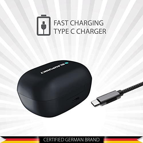 Image of Blaupunkt Germany's BTW25 Bass Pro Truly Wireless Bluetooth Earbuds with Premium Sound, Type C Fast Charging in Ear Headphones with Mic, Black