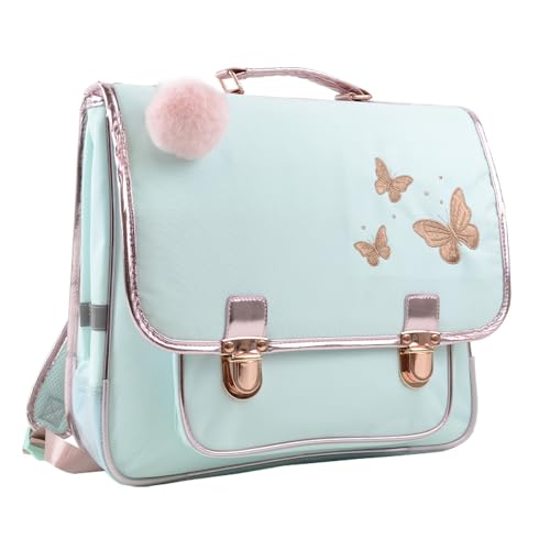 Cartable Papillons 38 cm vert pastel ANONYM à 2 compartiments - 3