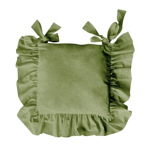 MYCENSE Chair Cushion 40x40cm Soft Comfortable Anti Slip Zipper Removable Cover Ruffles Seat Mat for Wedding Dining Home Decoration, Green