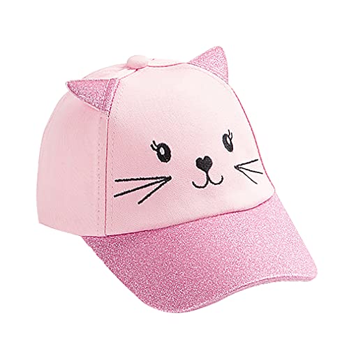 D.O.T Kids Cat Ear Baseball Cap Girls Cute Kitty Adjustable Snapback Trucker Hat for Summer Sport Travel Hiking 2-15Y3