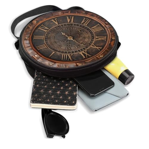 Image of Women Novelty Round Clock Shape Zippered Clock Purses for Women Tote Handbag Shoulder Bag, Gift for Mom Girlfriend