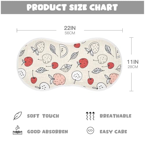 Fruits Light Beige Color Cotton Burp Cloths Large Soft and Absorbent washcloths for Babies boy and Girl Set of 2, 22x11in4