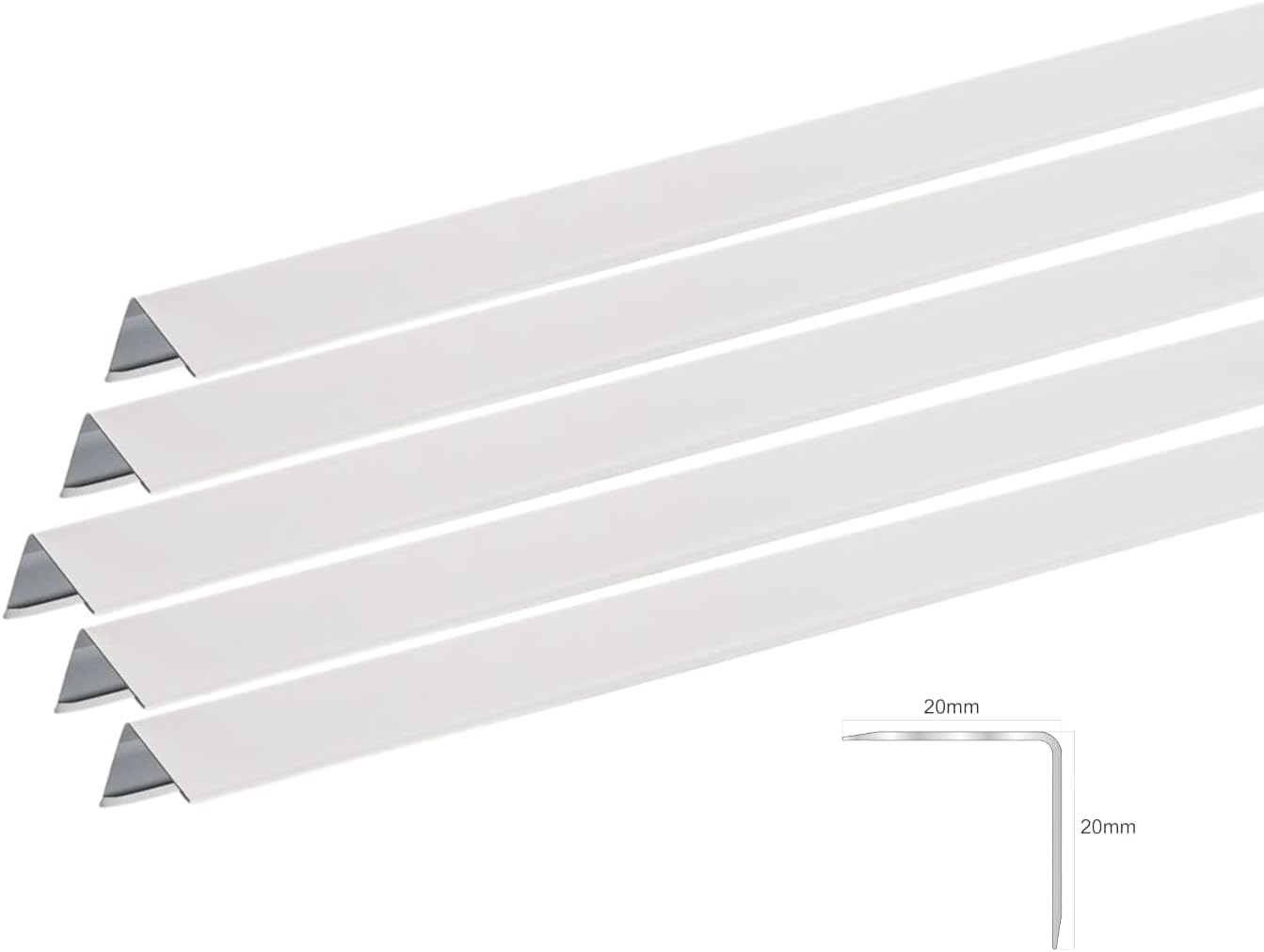 Pack of 5 Suspended Perimeter Trim 2.4m Long Suspended Ceiling Tiles Grid Rails Frames White Suspension Wall Angle 12 Meter Total