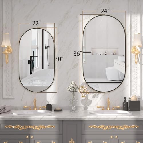 Protylctaster Oval Mirrors,Oval Bathroom Mirrors,20X28 Black Oval Mirror,Espejos Decorativos De Pared,Bathroom Mirrors For Over Sink thumb #2