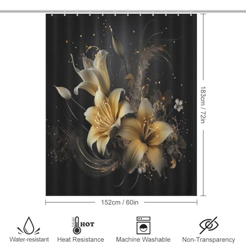 Fleur rideau de douche tissus imperméable lavable pour salle de bain - 4