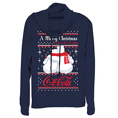 Coca-Cola A Merry Christmas Calls for A Coke Graphic - Sudadera con Cuello de Cola, para Mujer - Azul - Small