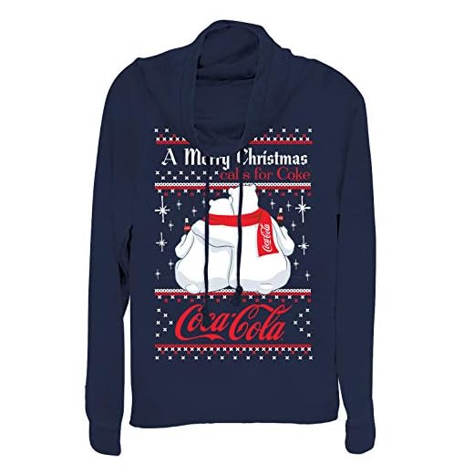 Coca-Cola A Merry Christmas Calls for A Coke Graphic - Sudadera con Cuello de Cola, para Mujer - Azul - Small