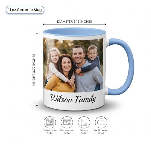 Taza personalizada 11oz color azul claro interior y asa miniatura 2