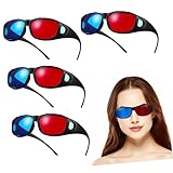 VALICLUD 5pezzi Occhiali Rosso e Blu in Plastica Comodi Per Film Tv e Videogiochi Per Famiglie e Amici