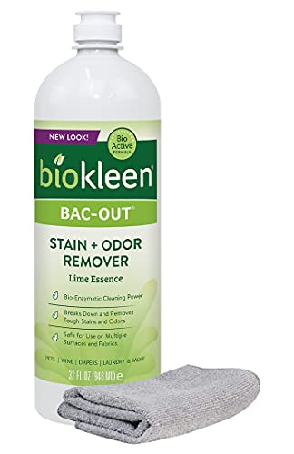 Biokleen Bac-Out Natural Stain Remover For Clothes - Use On Laundry, Diapers, Wine, Carpets, And More, Enzymatic, Plant-Based, 32 Oz With Micro-Fiber Cleaning Towel Included #TOP9