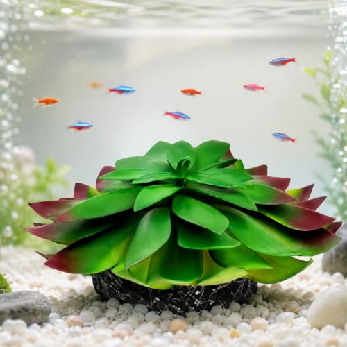 Image of Foodie Puppies Aquarium Plastic Plants with Resin Base Decor - (Lotus Sodem, Small, 6 x 12 x 4 cm) for Fish Tank Ornament Accessories, Household & Office Natural Looking Artificial Plant