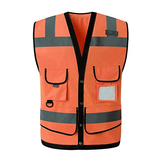 Preisvergleich Produktbild Love lamp Reflektierende Weste Sicherheitsjacke Warnweste Overall Verkehrskonstruktion Sicherheit Große Taschen Reflektierendes Logo Und Knöpfe (Color : Orange, Größe : XL)