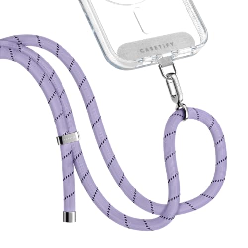 Image of CASETiFY 8mm Rope Cross Body Strap with Card - Lavender /Navy Dots