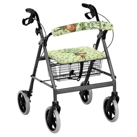 LedBack Happy St Patricks Day Day Decor Rollator Walker Accessories Green Walkers for Seniors with Seat Gifts Covers, Easy to Clean and Install Cover