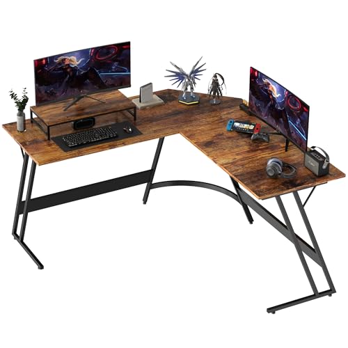 Yansee Gaming Tisch L Form, Eckschreibtisch für Gamer, Gaming Schreibtisch L Form, Groß Pc Computertisch, 130x130cm, Braun