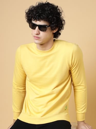 Image of Rigo Terry Solid Printed Winter Wear Sweatshirt for Men | Round Neck Sweatshirt for Men | Full Sleeves Sweatshirt for Men