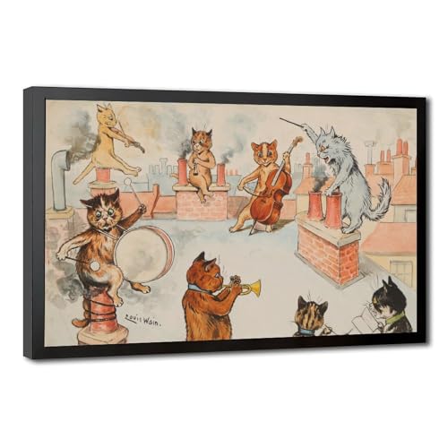 Toile chat Louis Wain deco murale salon pour atmosphere chaleureuse