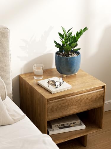 LE TAUCI Pot de Fleurs en Céramique, Pots sur Pieds 13+16 cm pour Plantes, Moderne pour la Maison et Le Bureau, Pot d’Intérieur avec Trou de Drainage, Bleu à Émail Réactif – Image 5