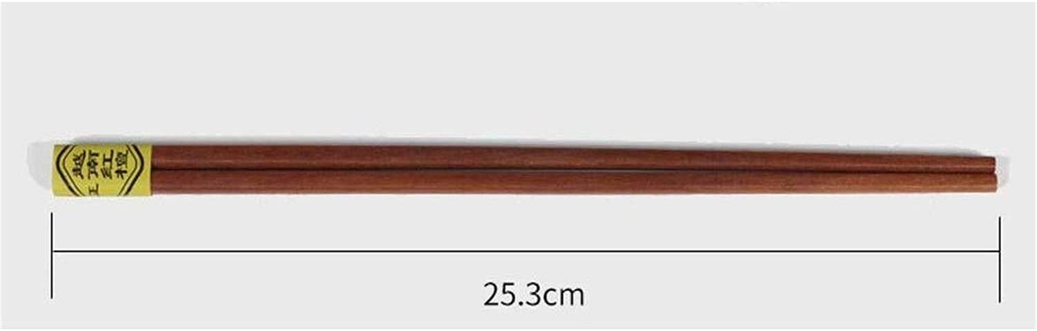 baguettes chinoises réutilisables Baguettes naturales en bois de santal rouge sans peinture et cire, vaisselle portable, non-glip / haute température, réutilisable, 10 paires, 25,3 cm de protection de